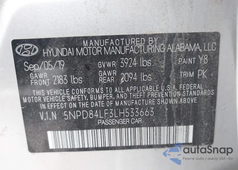 2020 Hyundai Elantra Sel from USA, damaged, VIN 5NPD84LF3LH533663